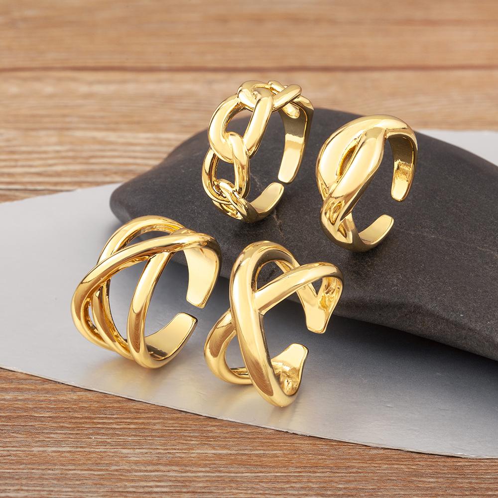 Nidin High Quality 8 Styles Irregular Geometric Multilayer Open Rings Adjustable For Female Male Punk Style Finger Jewelry Gifts