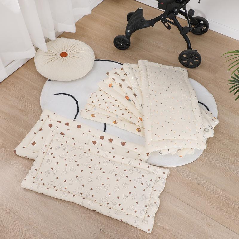 Reversible Quilted Baby Stroller Pad: Soft Crepe-Velvet, Double-Sided Cotton Cushion