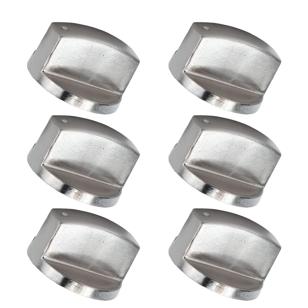 6Pcs 8mm Hole Diameter Rotate Knob Zinc Alloy Control Knob Replacement for Kitchen Range Gas Stove Microwave Oven