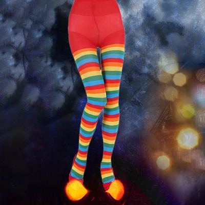 Christmas Stockings Striped High Elasticity Lady Vintage High Waist Pantyhose Cosplay Costume