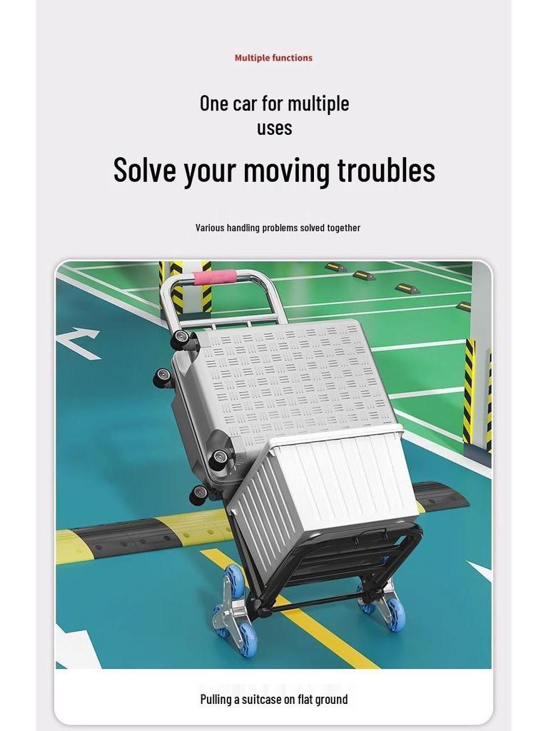 Lightweight Folding Trolley for Climbing Stairs - Multi-Purpose Handcart for Moving, Shopping, and Deliveries