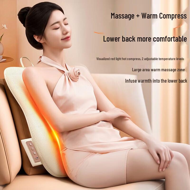 Aux Cordless Back & Waist Massage Cushion with Heat CN Plug (adapter Included)