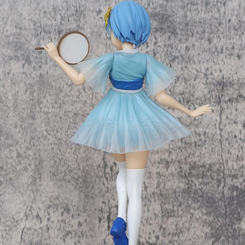 Anime Rem Ram Chinese Dress Standing Model PVC Toys Gifts Desktop Ornaments