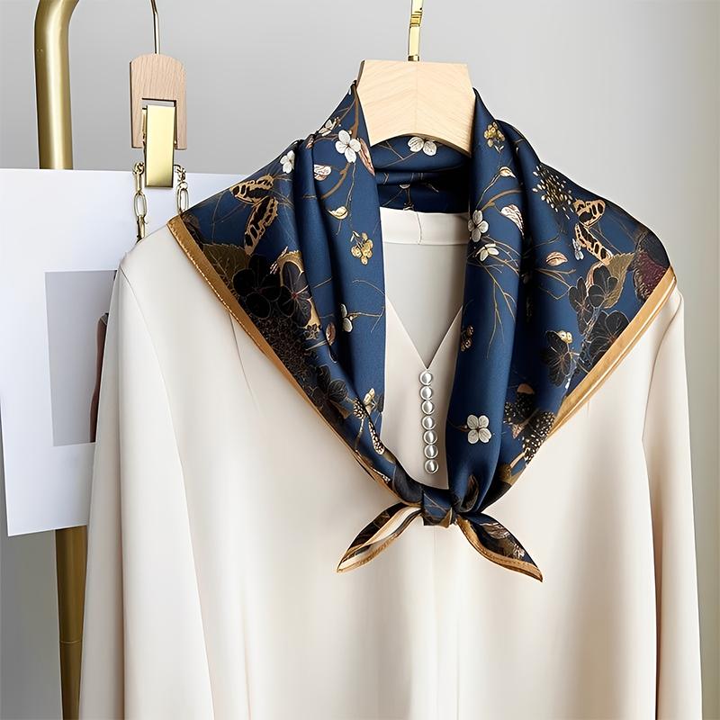 Silk Scarf Scarftop Headwraps For Women Vintage Four Seasons Hair Scarve 110X110Cm Hijab Foulard Bandana Femme Headscarf