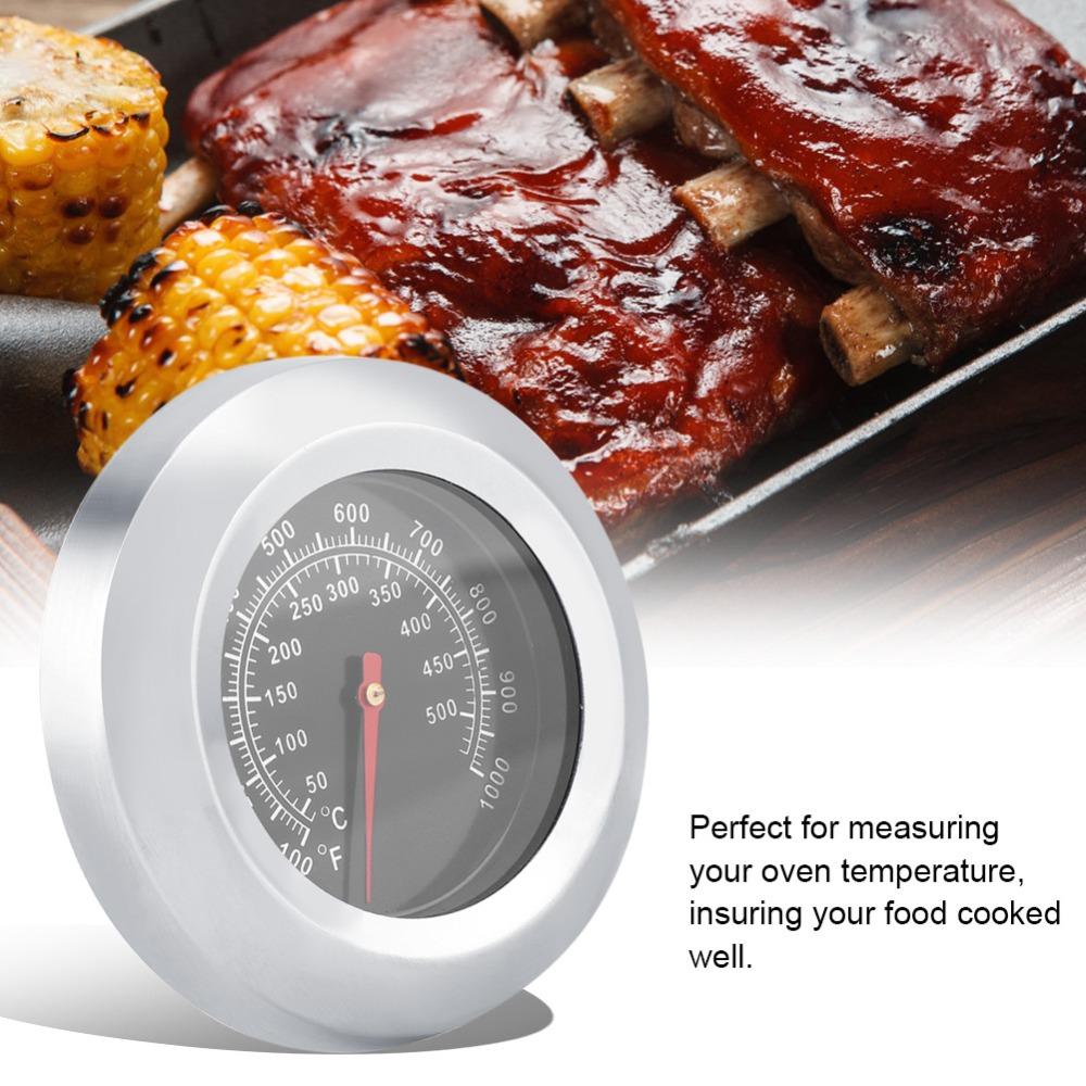 Stainless Steel BBQ Grill Thermometer Black Dual Scale Temperature Gauge Heat Resistant Analog Dial Smoker Analog Thermometer