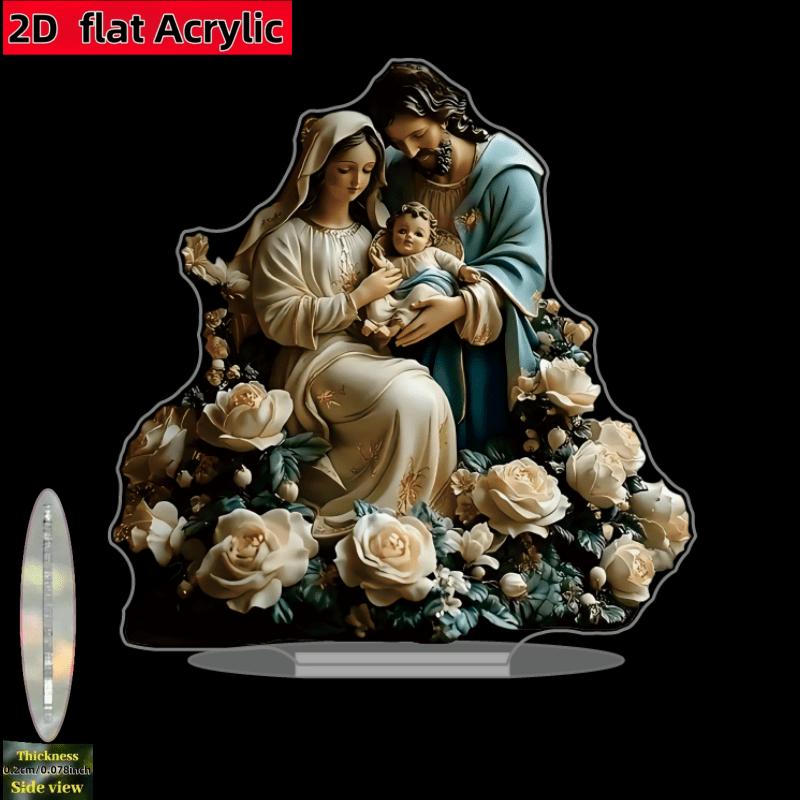 2D Flat Jesus Creative Acrylic Desk Decor, Floral Design, Suitable for wall decoration, porch, room, villa, accents Home, Hallway, or Workplace - Rust