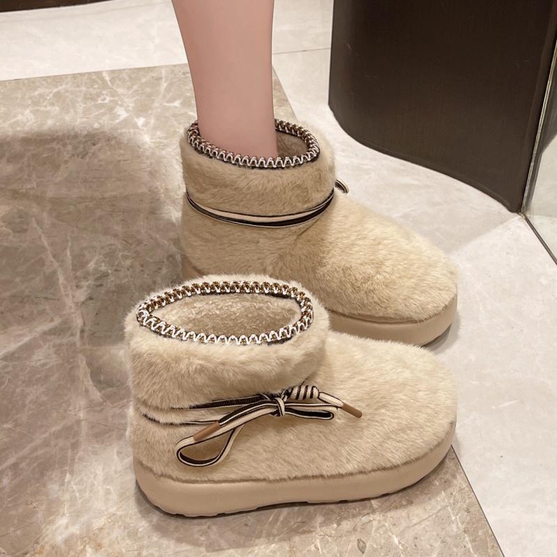 

New Winter Round-toe Flat-soled Warm and Comfortable Snow Boots Non-slip Casual Plus Velvet Sexy Fashionable Women s Boots 37 абрикосовый