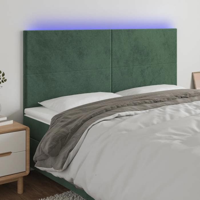 VidaXL LED Headboard Bedroom Furniture Double Bed Accessory Head of Bed Frame Interior Dark Green 3122201