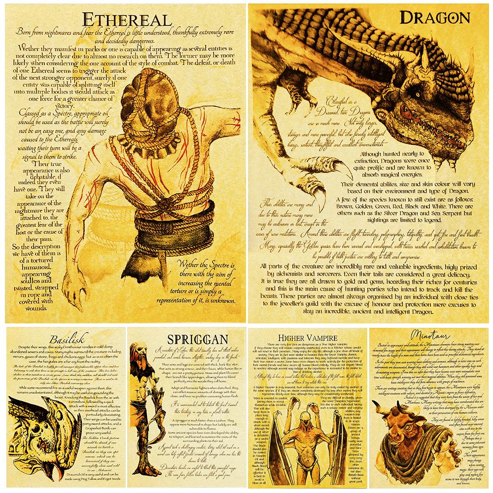 

Мифологические и биологические знания Иллюстрации Ретро Настенное искусство Холст Живопись Гравир, Эфирный, Девуэр, Минотавр Художественный плакат