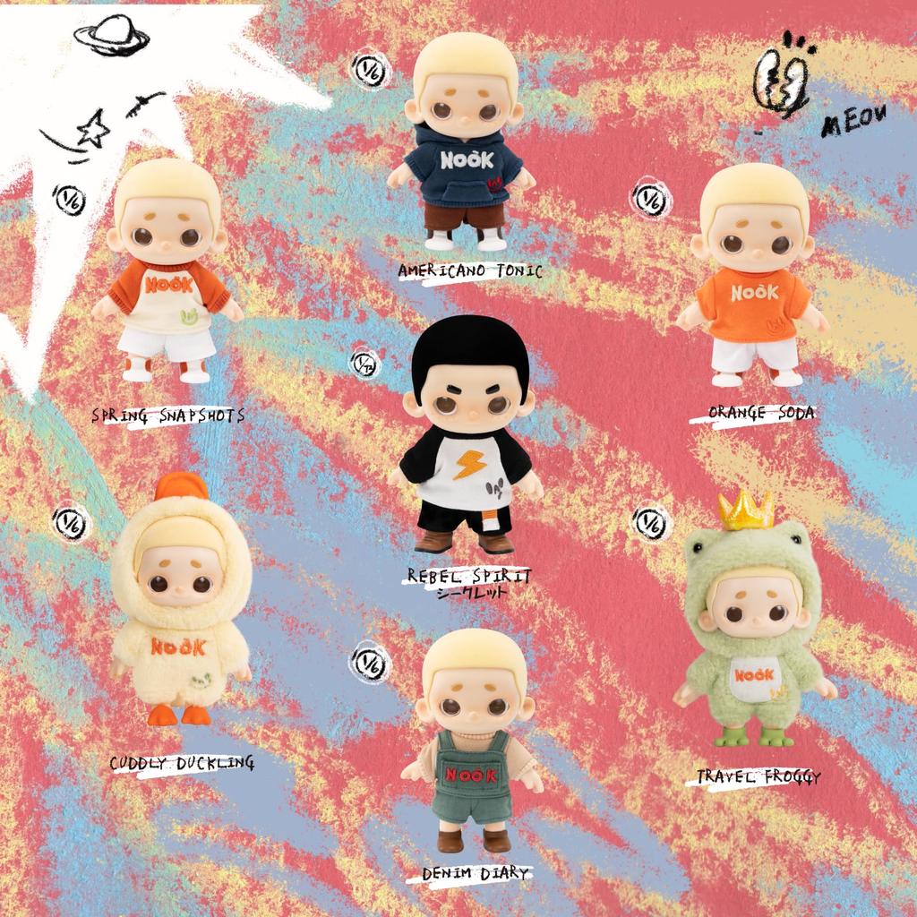 52TOYS BLINDBOX NOOK Plush Blind Box First Edition "OOTD" (Outfit of the Day) Vinyl Face Plush Toy with Interchangeable Dress-Up, Fluffy, Painted,