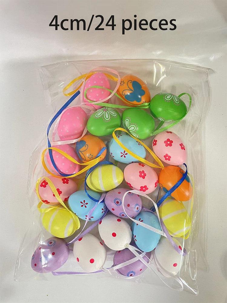 

24 шт. Пластиковые пасхальные яйца Подвесное украшение Пасхальное дерево Корзина Разноцветные яйца Декор Вечеринка Счастливой Пасхи Детский подарок Домашний декор Other