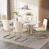 Velvet Dining Chair, Set of 2, Luxurious, Lounge Chair, Diamond Back Design, with Gold-Colored Metal Support Legs, Beige[OLD SKU:WF317940AAB]