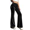 Women's Fashion High Waist Flare Pants, Casual Korean Velvet Trousers