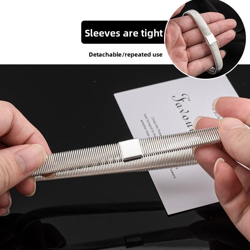 1PCS Metal Cuff Universal Armband Stretch Shirt Jacket Sweater Tightening Retractable Alloy Armband Non-slip Elastic Band