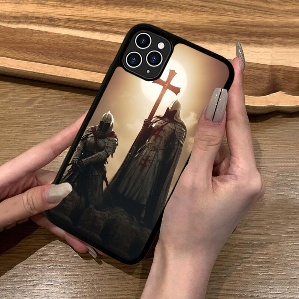 Knights Templar Luxury Phone Case Silicone PC+TPU For For IPhone 11 12 13 14 15 16 Plus Pro Max Cover