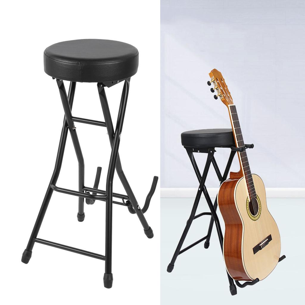 Foldable Guitar Stool 29.1in Height Guitar Chair Seat with Padded Cushion Built In Stand
