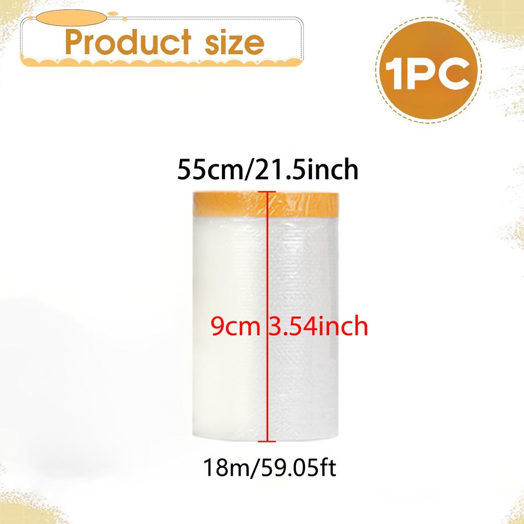 Protective Pre-Taped Masking Film, Dust-Proof Paint Cover for Car, Furniture, and Floor Protection