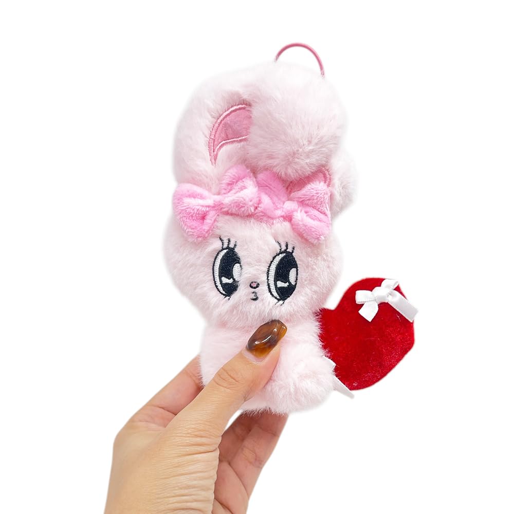 Esther Bunny Ribbon Heart Mascot Plush Toy, Cute, Official SNS Merchandise, Approx. 15cm (Lavender Bunny)