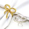12pcs Bowknot Napkin Rings Metal Gold Silver Napkin Holder Thanksgiving Wedding Banquet Western Restaurant Table Decorations
