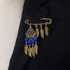 Bohemian Rhinestone Flower Tassel Brooch for Women - Exotic Style Suit Coat Pin