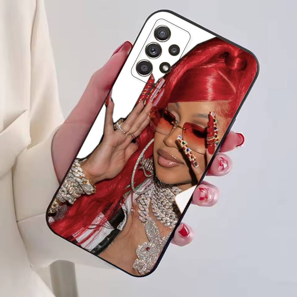 Hip Hop C-Cardi B Phone Case For Samsung S25,S24,S21,S22,S23,S30,Ultra,S20,Plus,Fe,Lite,Note,10,Black Cover