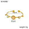CARLIDANA French Style Light Luxury Gold Plated Stainless Steel Pendant Ring Colorful Natural Stone Open Finger Ring Women