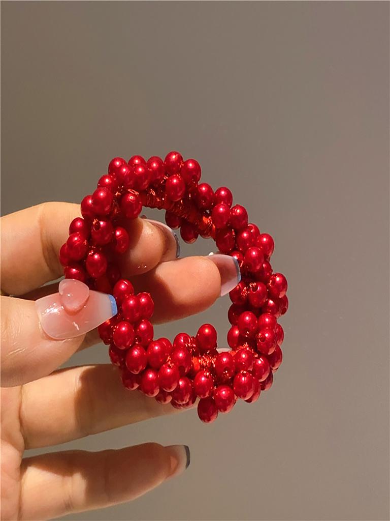 5 Farben Frau Elegant Perle Haargummis Perlen Mädchen Scrunchies Gummibänder Pferdeschwanzhalter Elastisches Haarband Haarschmuck