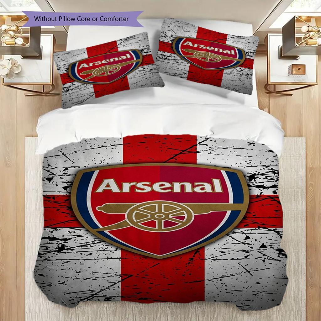 "Arsenal F.C. Gunners Emblem" Three-piece Set (1 * Duvet Cover + 2 * Pillowcase, Without Core) 2DFlat Duvet Cover and Pillowcase Soft and Comfortable