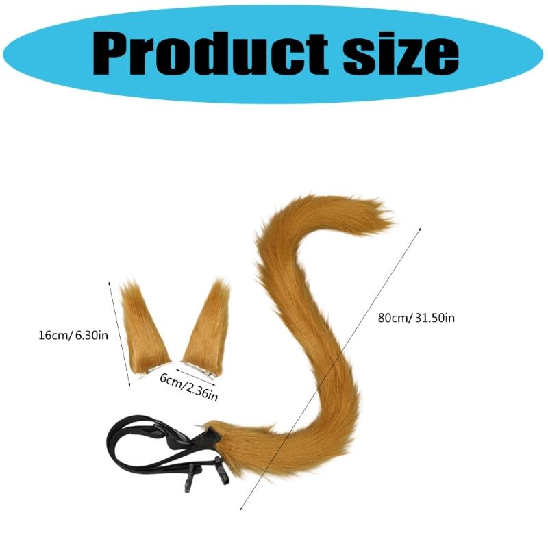 Multiuse Furry Plush Cats Tail Hair Clip and Bendable Tail Props Cosplay Costume Accessories For Women Teens Anime Event