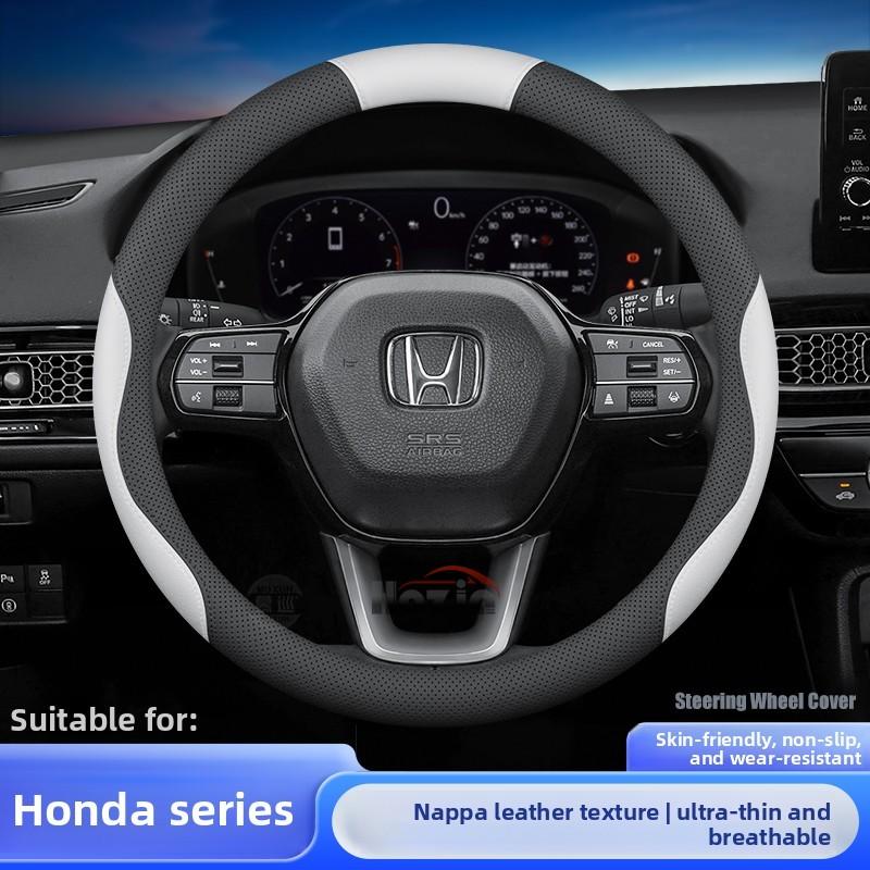 AAAKM1 Leather Car Steering Wheel Cover for Honda HRV CRV Civic City Passport Accord CRZ 2022 2023 2024 2025 2026 Interior Accessories