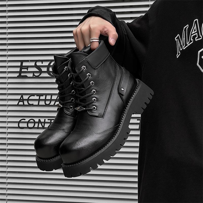 Fashion Leather Ankle Boots For Man Genuine Leather Big Size Boots High Quality Designer Formal Platform Casual Boots Fashion