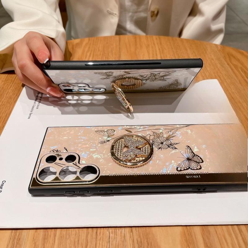 Suitable for Samsung Galaxy S24ultra Mobile Phone Case Fashion Luxury Flash Drill Bracket A72 A55 Protective Case S23