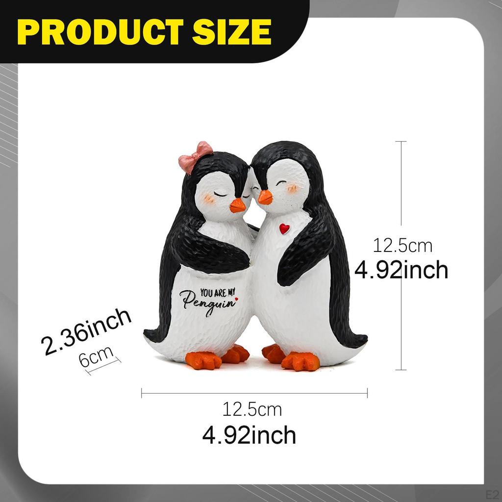Couple Penguin Statue Animal Sculpture Resin Creative Desktop Ornament Wedding Gift for Living Room