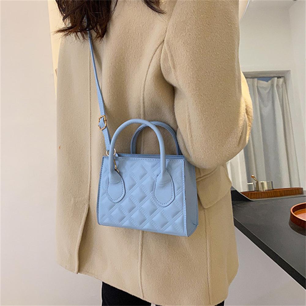Women's Retro PU Leather Square Crossbody Bag Fashion Solid Shoulder Handbag with Zipper