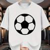 European Size Men's Football Pattern T-shirt, Football Print, Suitable for Game Days, Training, and Casual Wear, Round Neck Top, Sporty Design