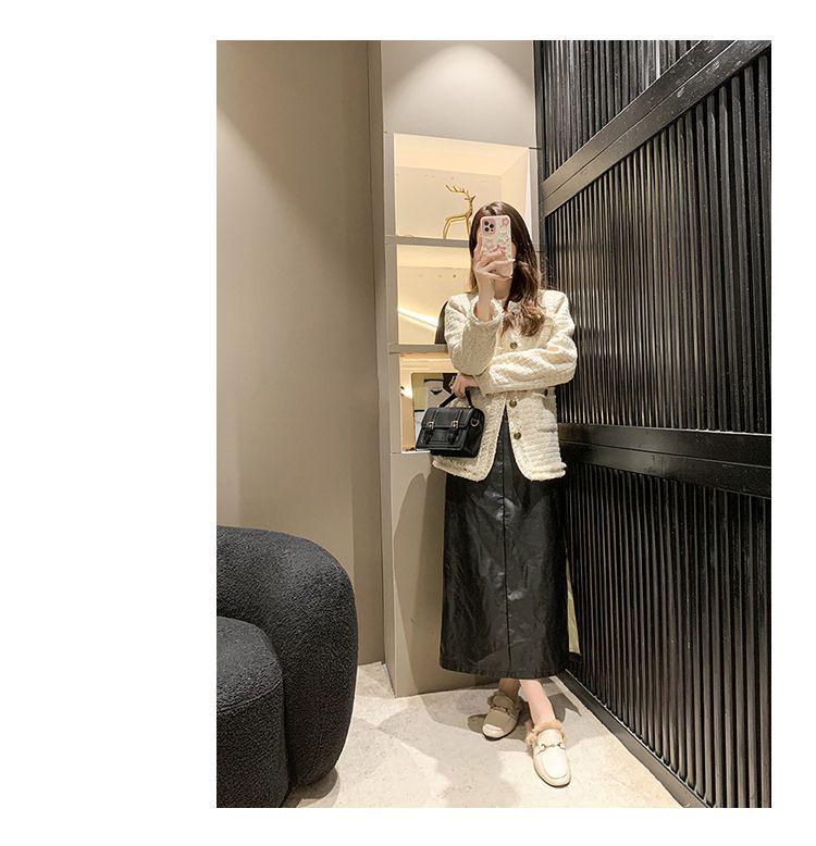 Autumn/Winter 2025 Women's Fuzzy Mule Slippers with Chunky Heels and Round-Toe Design