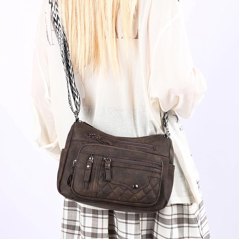 Women's Bag Large Capacity Shoulder Bag Multi-Layer Pocket Crossbody Bag Mother Bag