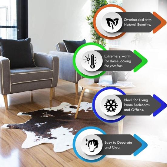 Kuh Tier Druck Teppich Stuhl Wurf Teppich Anti-Rutsch Wohnzimmer Lounge Matte Dekor