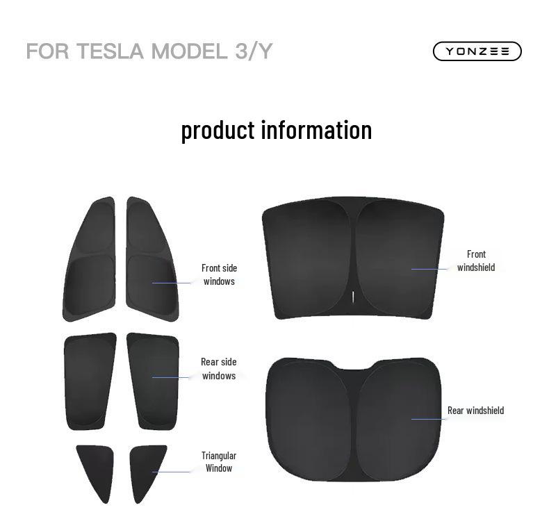 Tesla Model 3/Y Sunshade: Front Windshield Privacy, Heat Insulation, and Sun Protection