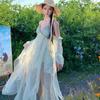 Sake Kamelie Sommer Halt Zurück Hosenträgerkleid Damen Abnehmbare Ärmel Yunnan Tourismus Temperament Langes Kleid