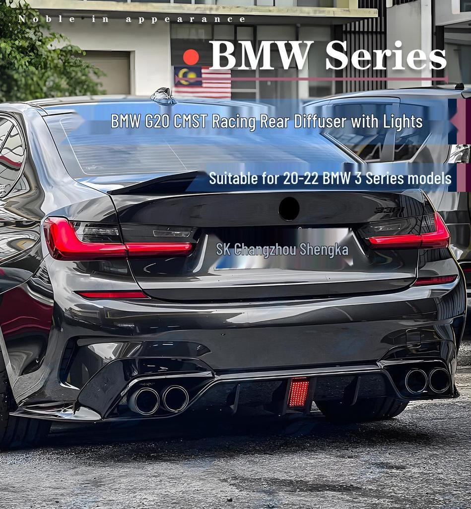 BMW 3 Series (20-22) CMST Modified Rear Diffuser with Lights - G20/G28 Black Warrior Body Kit Spoiler