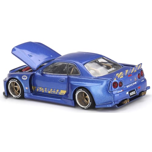 Kaido House Nissan Skyline GT-R (R34) Kaido Works Shinjuku V2 by Mini GT in Blue 158