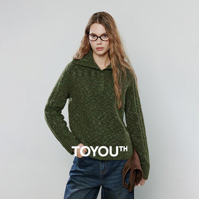 

Chuyu Women s Retro Cable Knit Lapel Sweater M