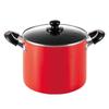 [Online Exclusive] Pearl Metal 21cm Stockpot with Glass Lid, Fluoropolymer Coating, Induction Compatible, Red, AZ-7124