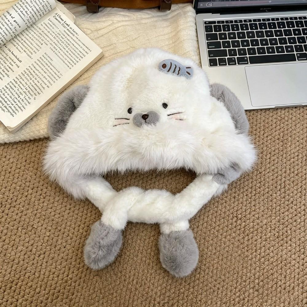 Earflap Winter Ear Protection Hat Polyester Moving Ears Hat Fun Thick Warm Hat Casual Daily Wear