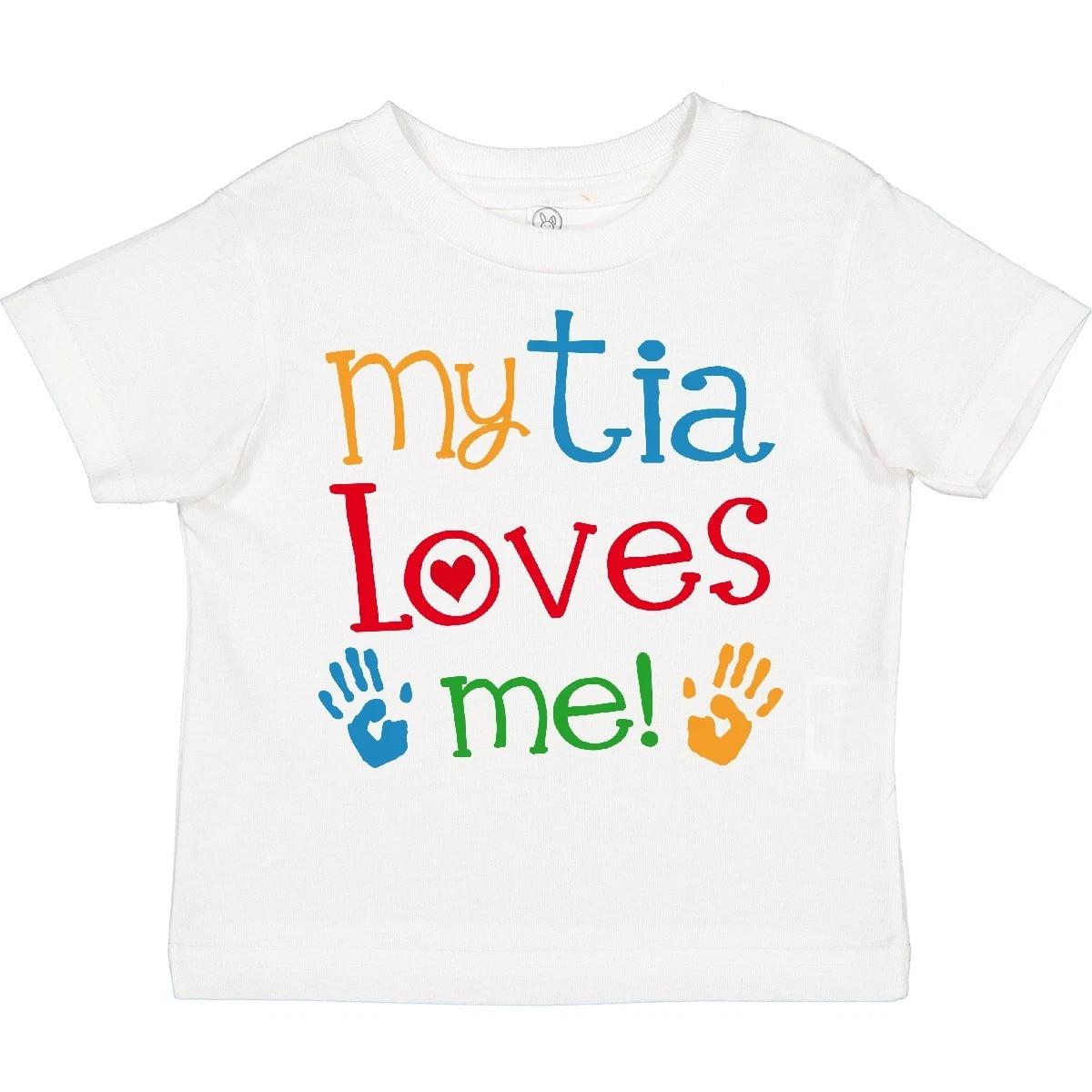 Inktastic My Tia Loves Me Toddler T-Shirt Childs Clothing Shower Child Kid 160