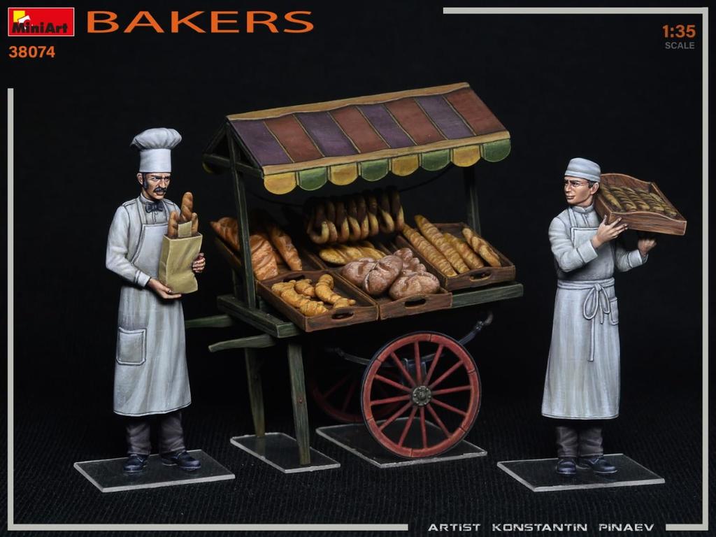 Miniart Scale Bakery Set with 2 Plastic MA38074 1/35 Figures, Model,