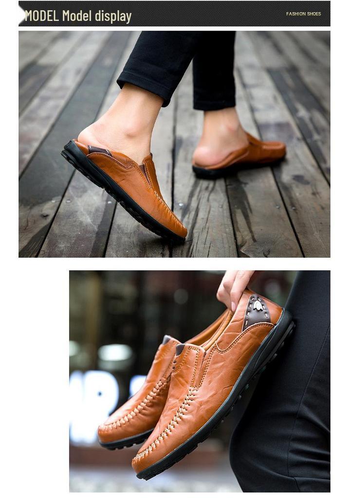 Men's Soft Sole Leather Slip-On British Style Driving Shoes, Big Size, Trendy & Versatile.