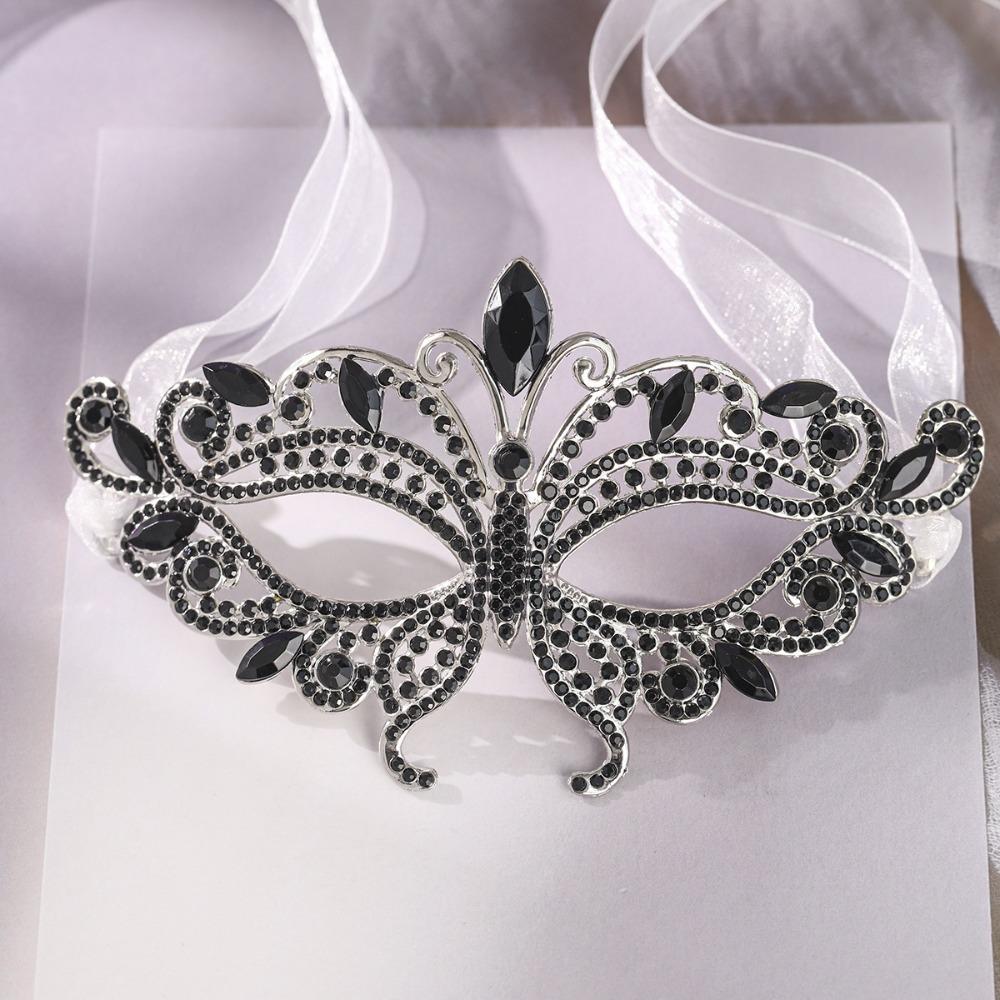 

Face Decoration Accessories Rhinestone Masquerade Mask Fashion Accessory Costume Prop Venetian Mask Shiny Crystal чёрный