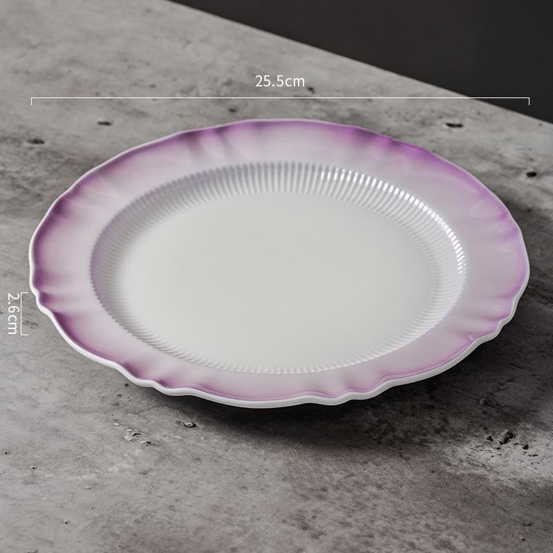 

Легкая роскошная фиолетовая керамическая тарелка для изысканных блюд в ресторане высокого класса, рыбная тарелка, десертные тарелки для послеобеденного чая во французском стиле